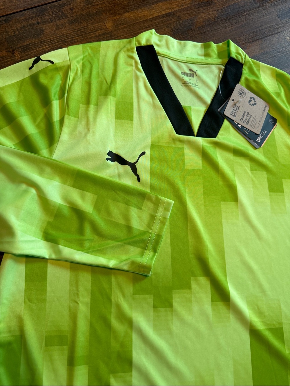 PUMA Team Goalkeeper Jersey Long Sleeve Polyester Men Large Fizzy Lime Green NWT